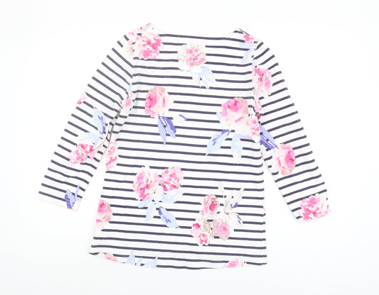 Joules Women's Multicoloured Floral Stripe T-Shirt UK 8