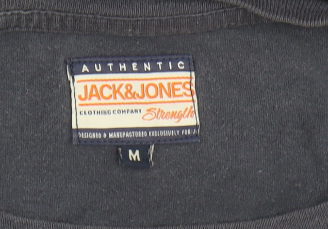 Jack & Jones Men's Blue T-Shirt, M, Graphic Print