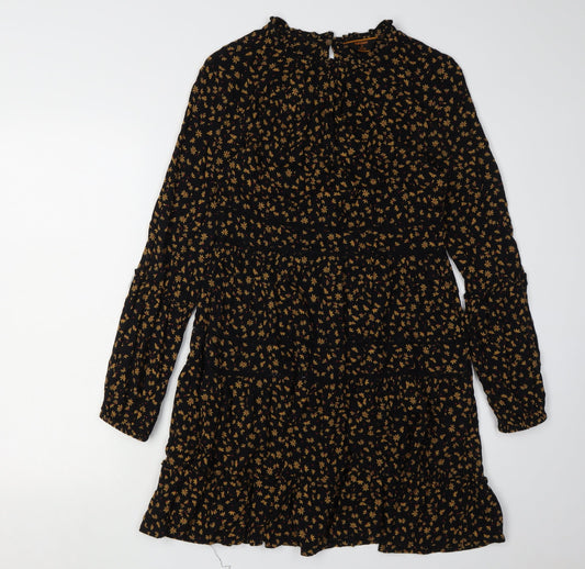 Superdry Women's Black Floral A-Line Dress Size 8
