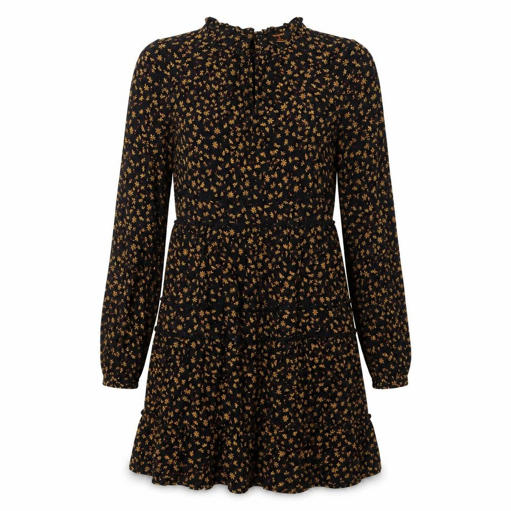 Superdry Women's Black Floral A-Line Dress Size 8