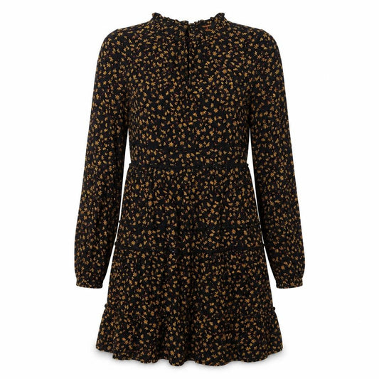 Superdry Women's Black Floral A-Line Dress Size 8