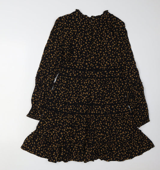 Superdry Women's Black Floral A-Line Dress Size 8