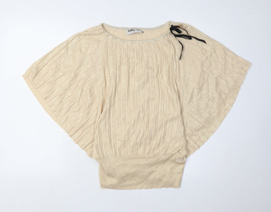 Lee Women's Beige Cape Jumper S - Bow Accent, Cotton
