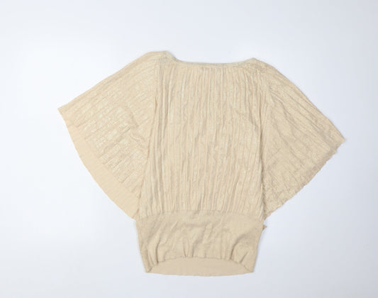 Lee Women's Beige Cape Jumper S - Bow Accent, Cotton