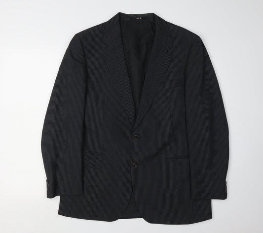 DAKS Men's Black 42R Single-Breasted Blazer