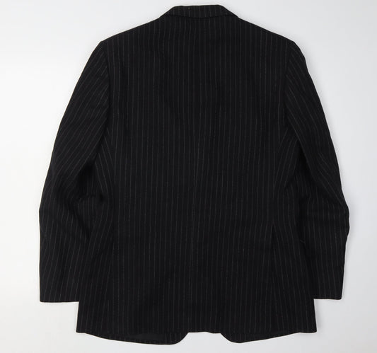 DAKS Men's Black Striped Wool Suit Jacket 41R