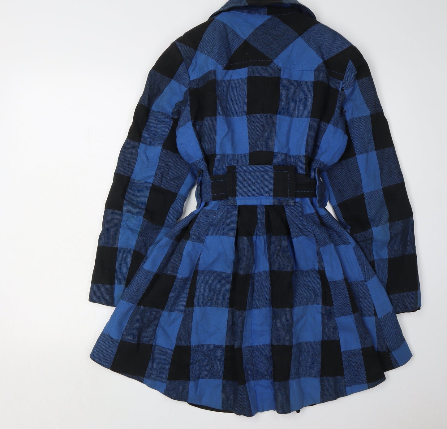 Red Herring Women's Blue Trench Coat Size 12 Classic Check