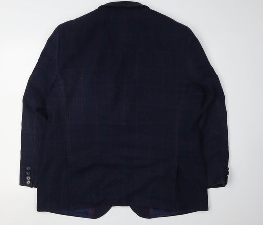 Greenwoods Men's Blue Checked Blazer 46R - Classic Fit