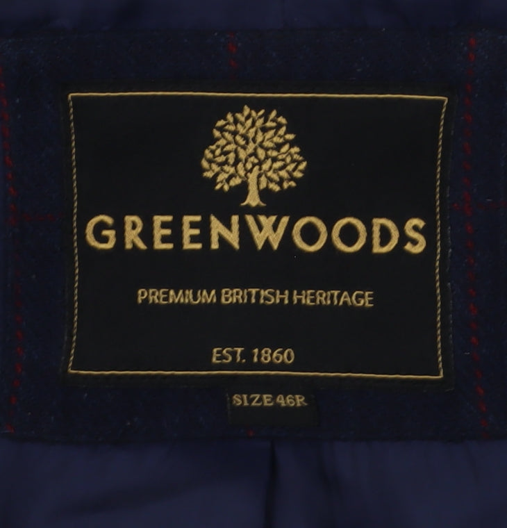 Greenwoods Men's Blue Checked Blazer 46R - Classic Fit