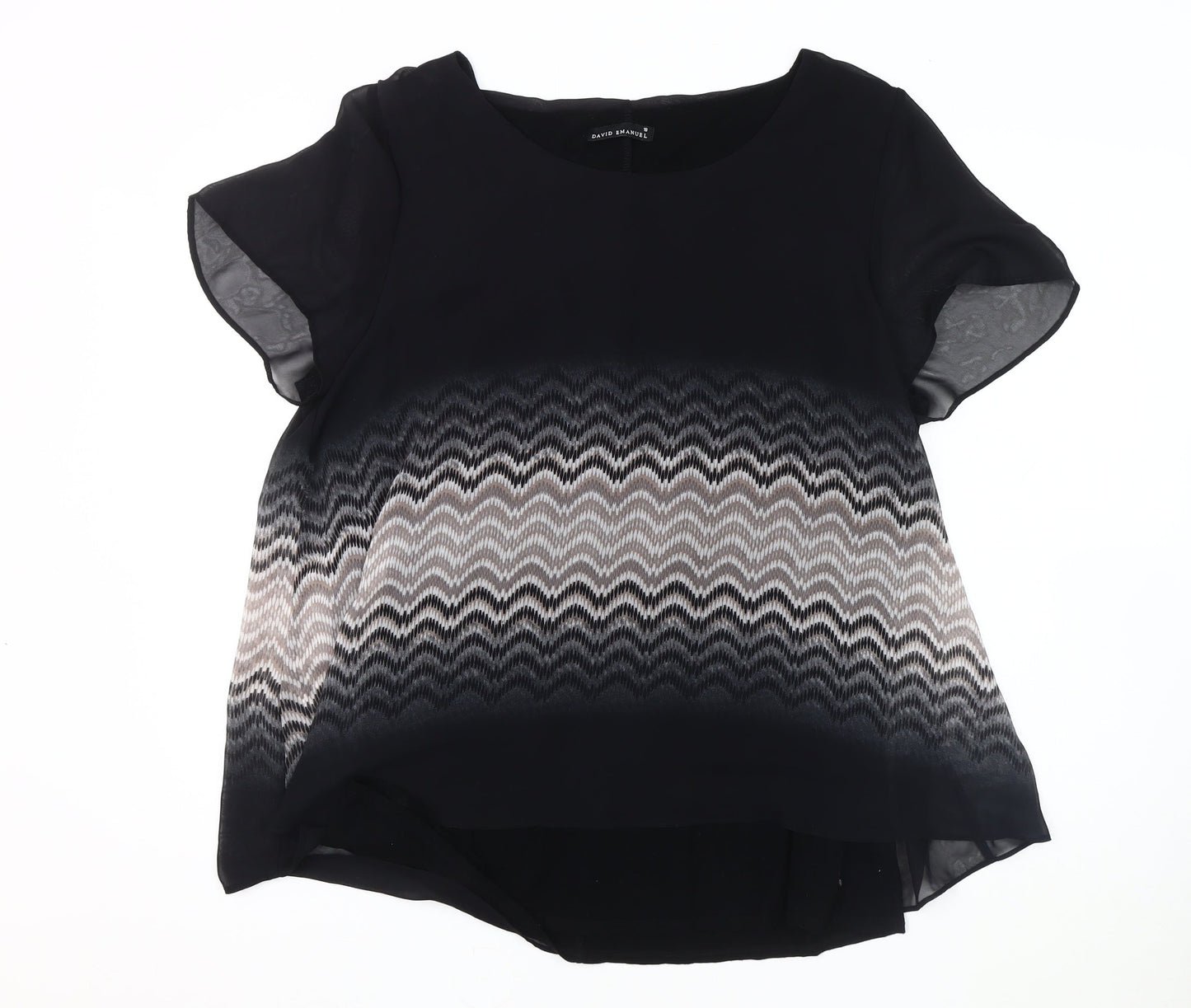 David Emanuel Women's Black Geometric Blouse Size 18
