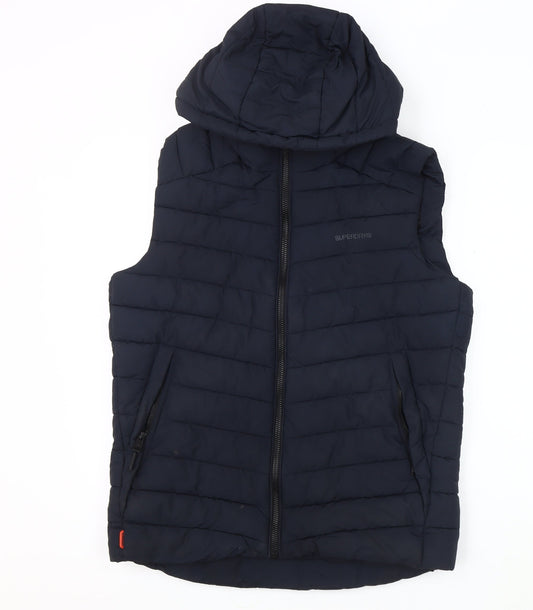 Superdry Men's Blue Hooded Puffer Jacket Size M