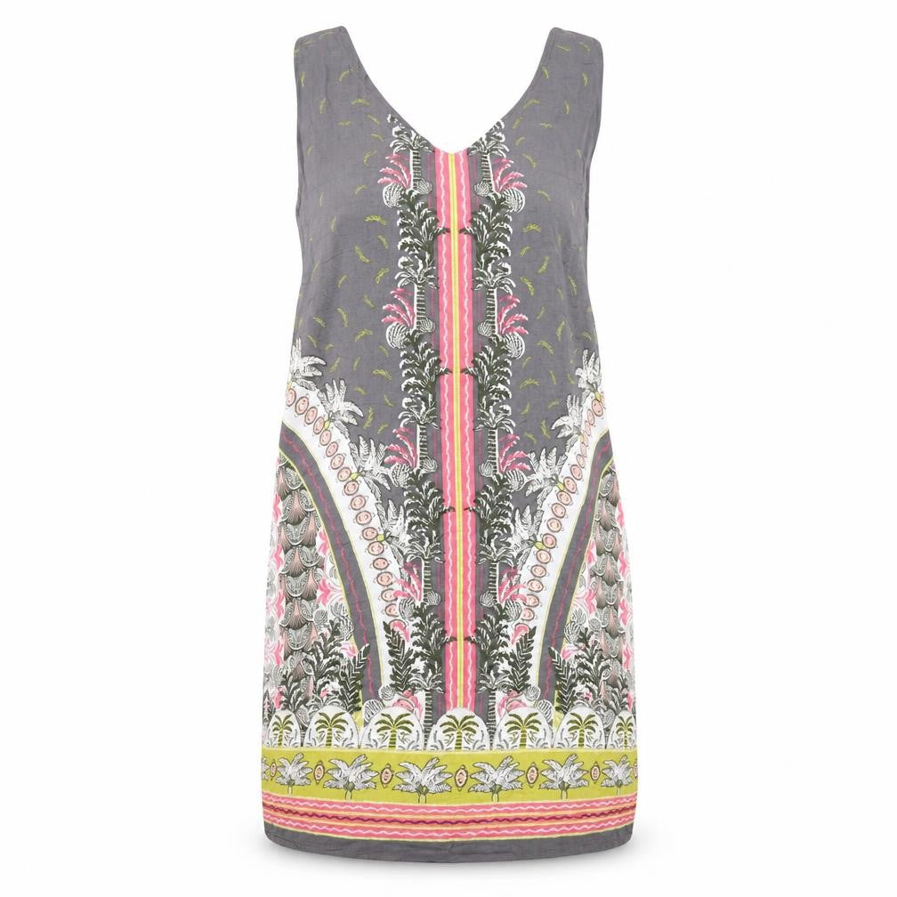 White Stuff Grey Floral V-Neck Sleeveless Dress