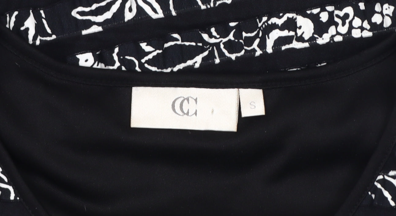 CC Women's Black Striped T-Shirt, Size S, Short Sleeve