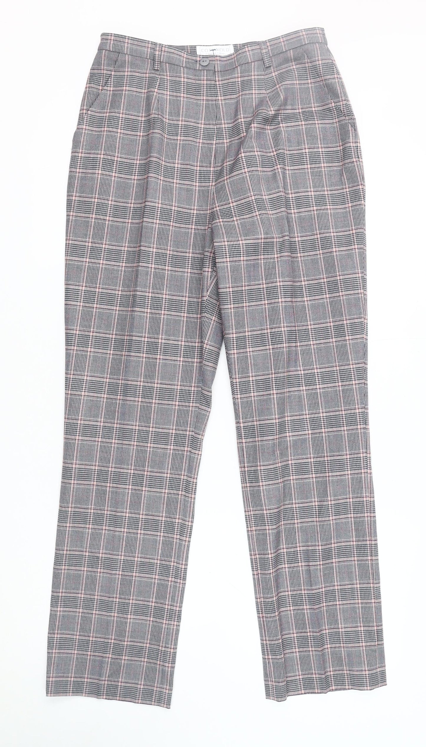 Cotswold Collections Plaid Women's Trousers, Size 12, Grey