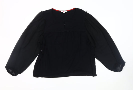 Boden Women's Black Balloon Sleeve Blouse, Size 18