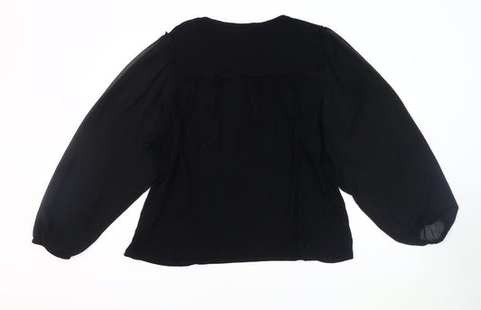 Boden Women's Black Balloon Sleeve Blouse, Size 18