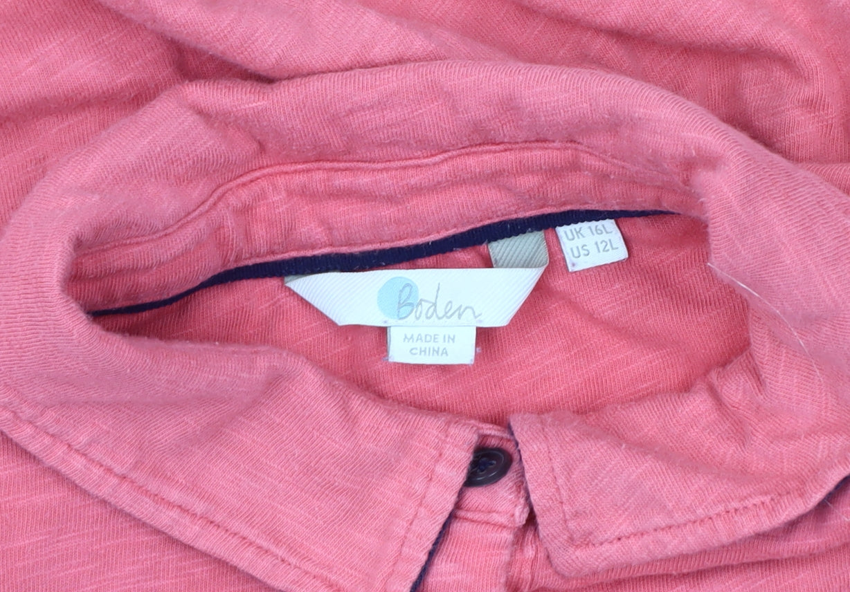 Boden Women's Pink Shirt Dress, UK 16L, Collared, Long Sleeve