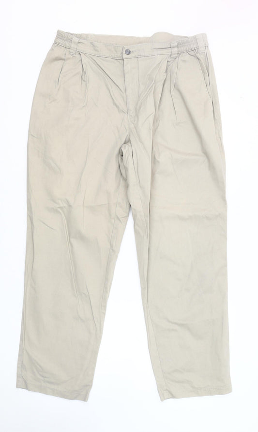 Savatini Men's Beige Cotton Trousers, Size 31, Straight Leg