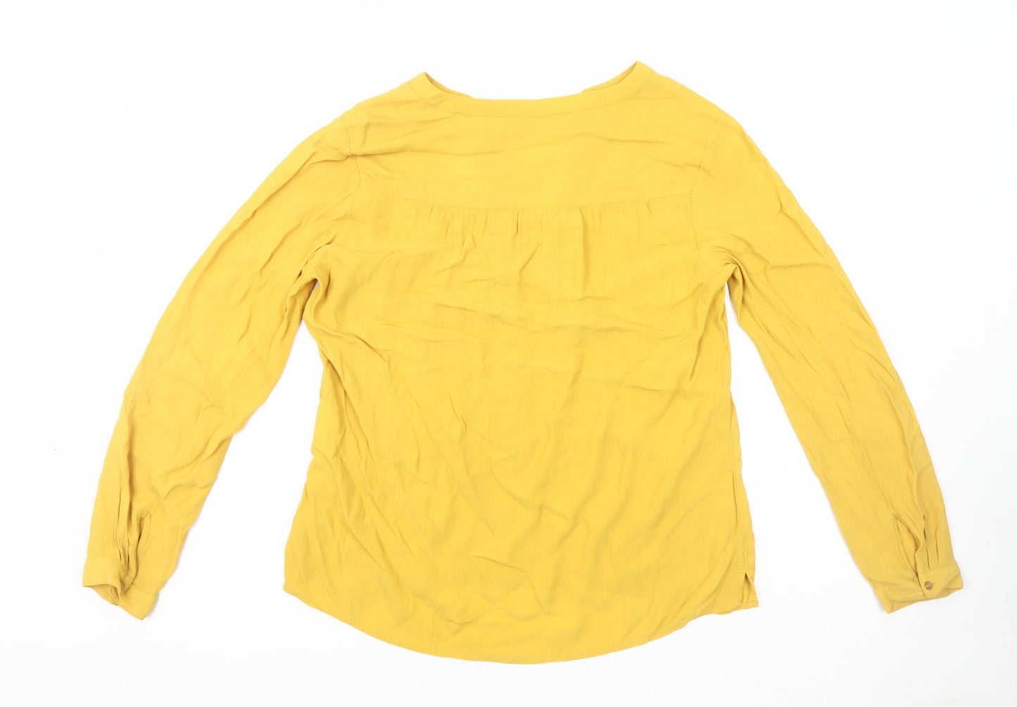 s.Oliver Women's Yellow V-Neck Long Sleeve Blouse