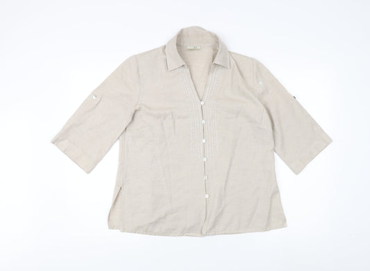 Eastex Women's Beige Collared Button-Up Shirt Size 12