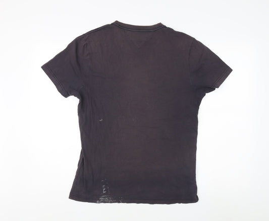 Tommy Hilfiger Unisex Black T-Shirt, M, Casual Style