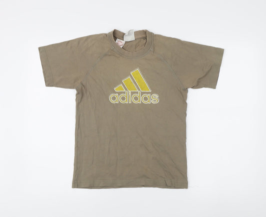 adidas Unisex T-Shirt Brown M Crew Neck Raglan