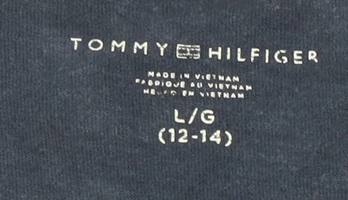 Tommy Hilfiger Unisex Blue Cotton T-Shirt L 12-14