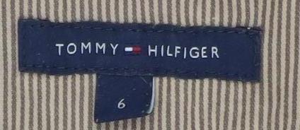 Tommy Hilfiger Women Beige Straight Pinstripe Trousers Size 6