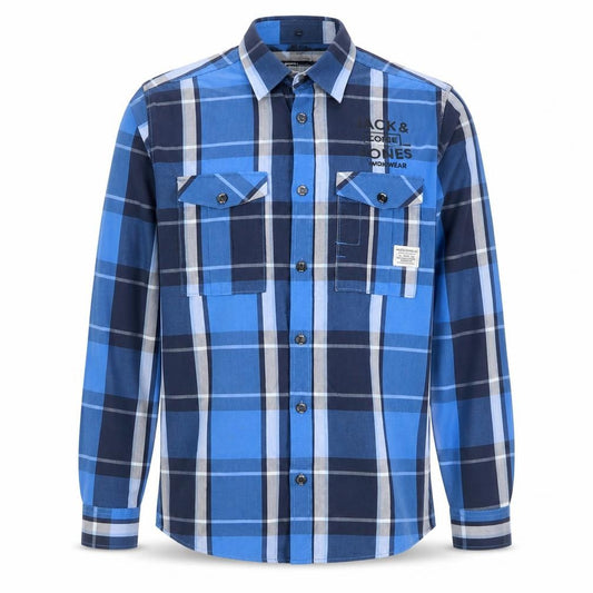 Jack & Jones Men's Blue Plaid S Button-Up Shirt