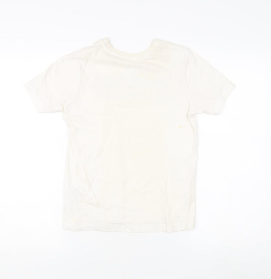 Adidas Boys White T-Shirt 7-8 Years Camouflage Logo Casual
