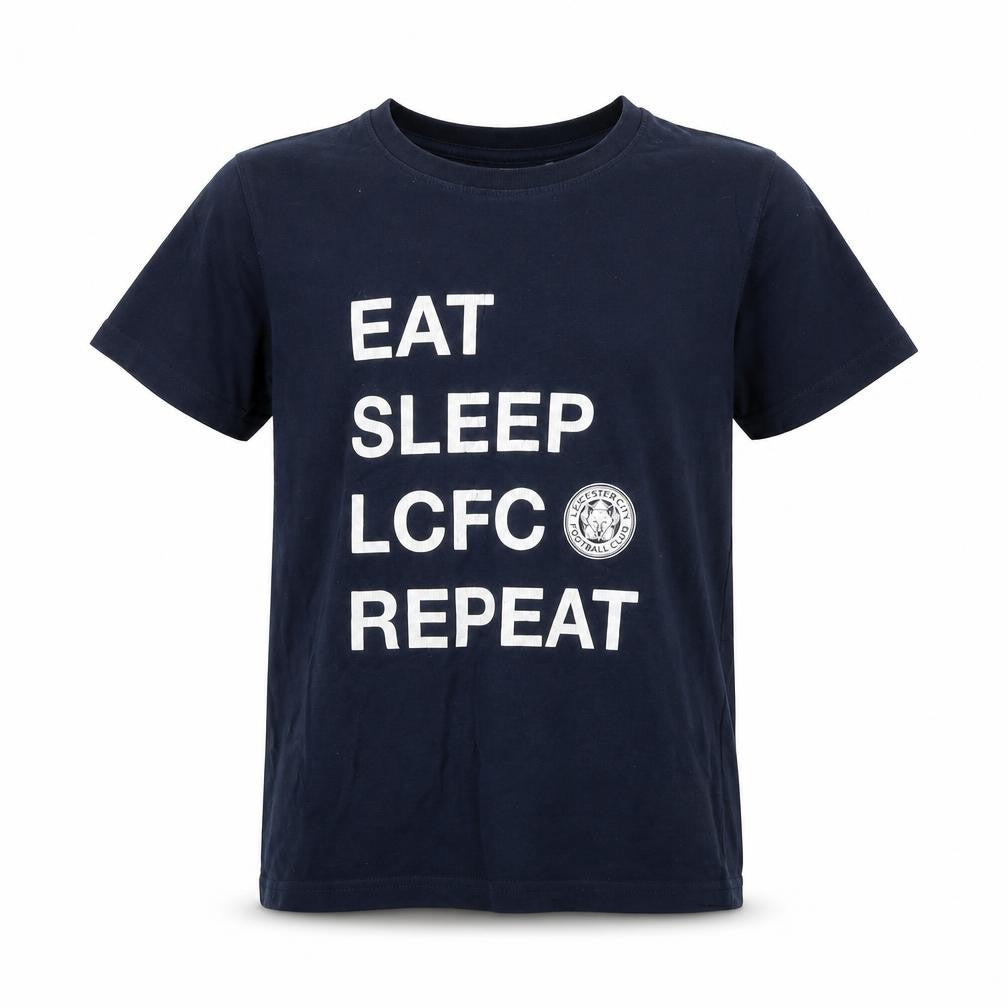 Front view of Leicester City boys’ blue t-shirt 9-10 years logo sports