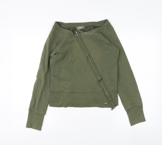 Ted Baker Women Green Asymmetric Zip Sweatshirt