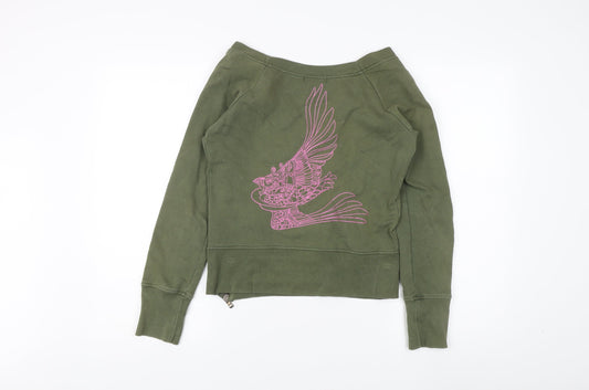 Ted Baker Women Green Asymmetric Zip Sweatshirt