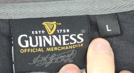 Guinness Men's Black Cotton Jacket, Size L, Casual Style