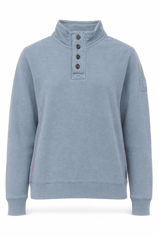 Womens UK S Regular Seasalt Blue Henley Sweatshirt