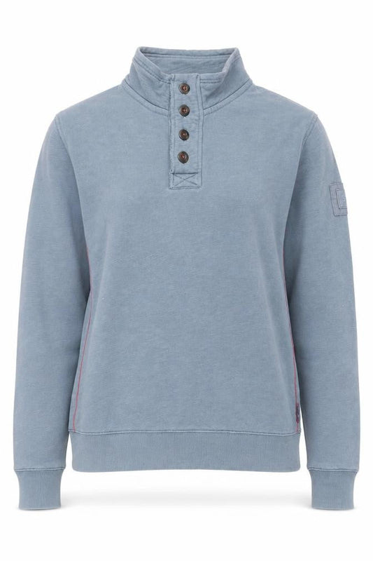 Womens UK S Regular Seasalt Blue Henley Sweatshirt