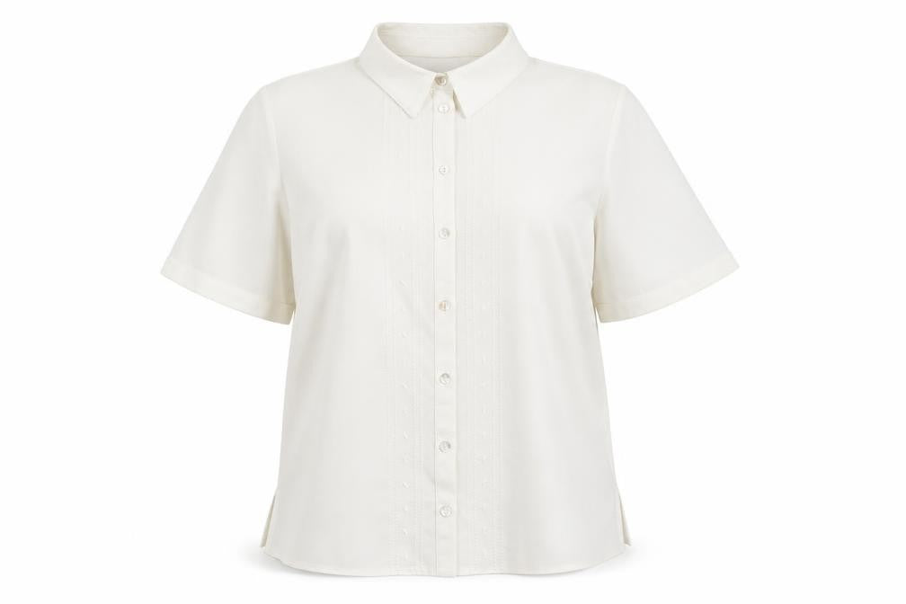 Front view of Honor Millburn Women's White Button-Up Shirt, size 16