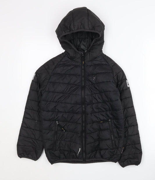Jack Wolfskin Boys Black Puffer Jacket 12 Years Winter Hooded