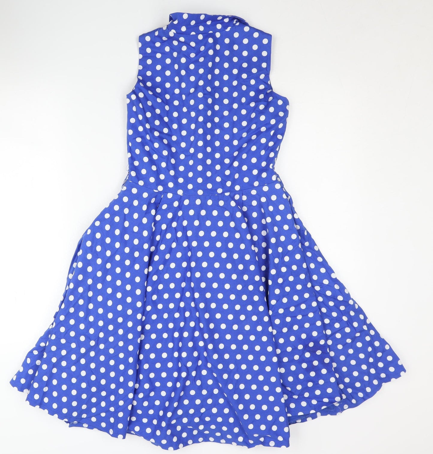 BlackButterfly Girls' Blue Polka Dot Fit & Flare Dress