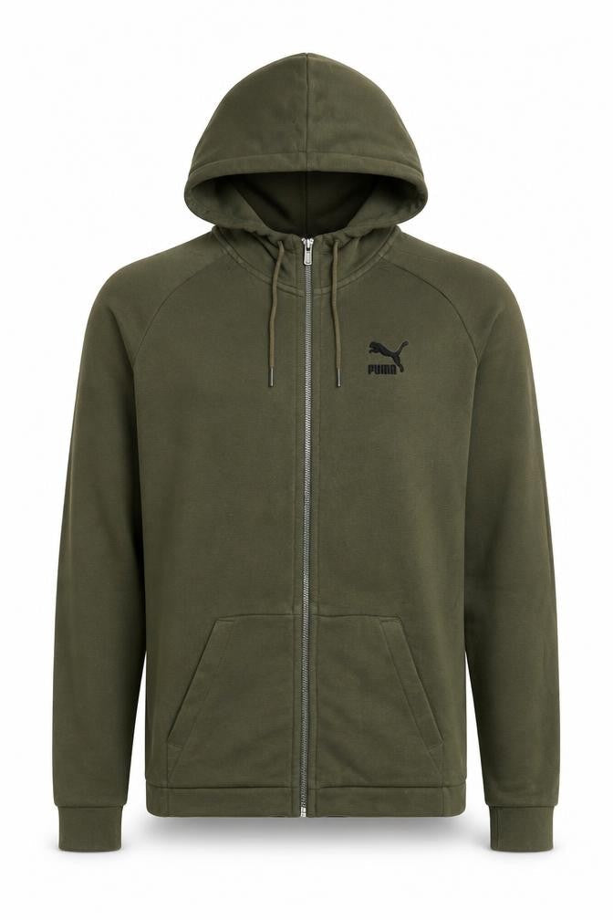 Mens UK XS Regular PUMA Green Full Zip Hoodie