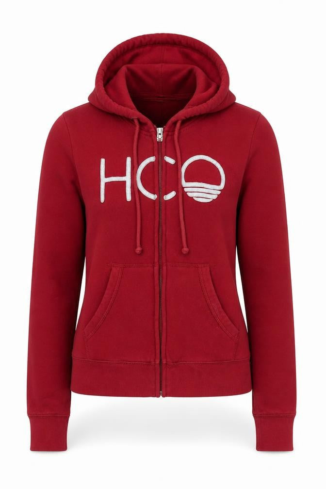 Womens UK XS Regular Hollister Red Full Zip Hoodie