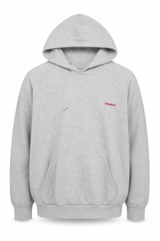 Mens UK L Regular Donnay Grey Pullover Hoodie