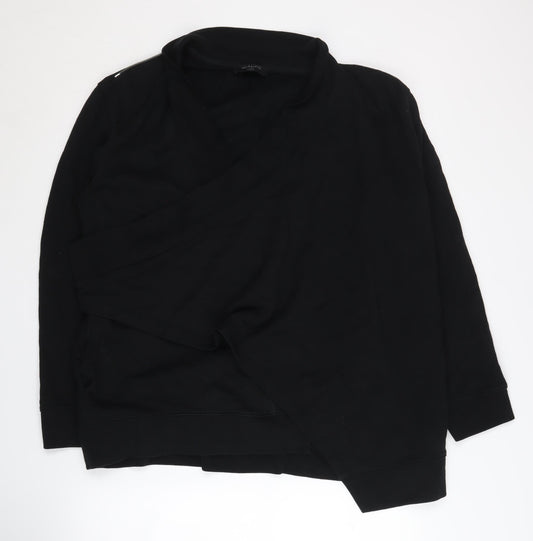 AllSaints Women's Black Wrap Jumper, Size L, Cotton, Casual