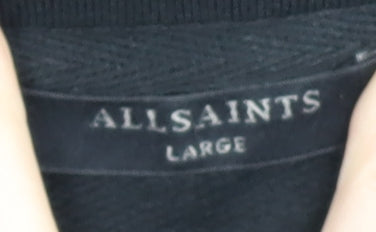 AllSaints Women's Black Wrap Jumper, Size L, Cotton, Casual