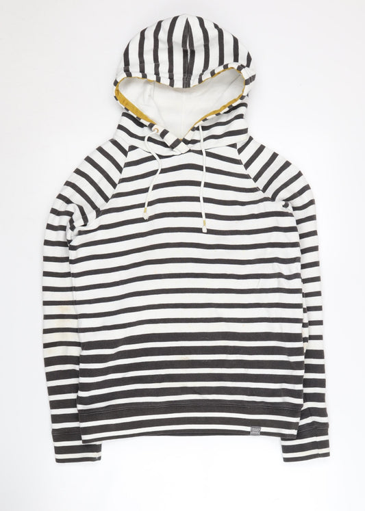 Joules Women's Black Striped Pullover Hoodie UK 10