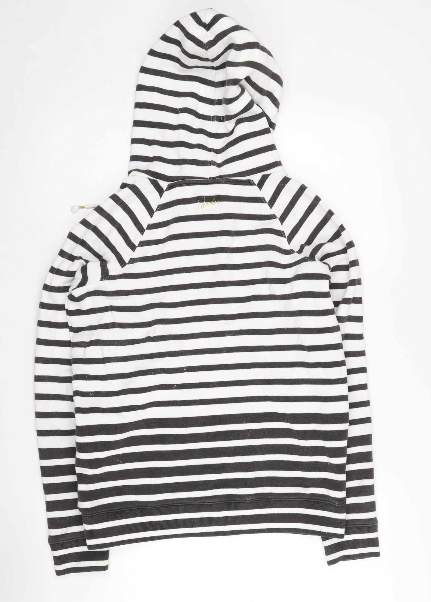 Joules Women's Black Striped Pullover Hoodie UK 10