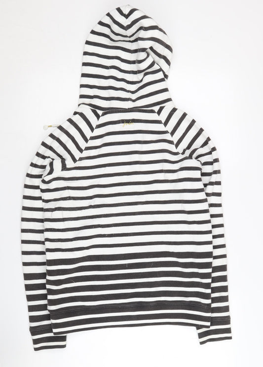Joules Women's Black Striped Pullover Hoodie UK 10