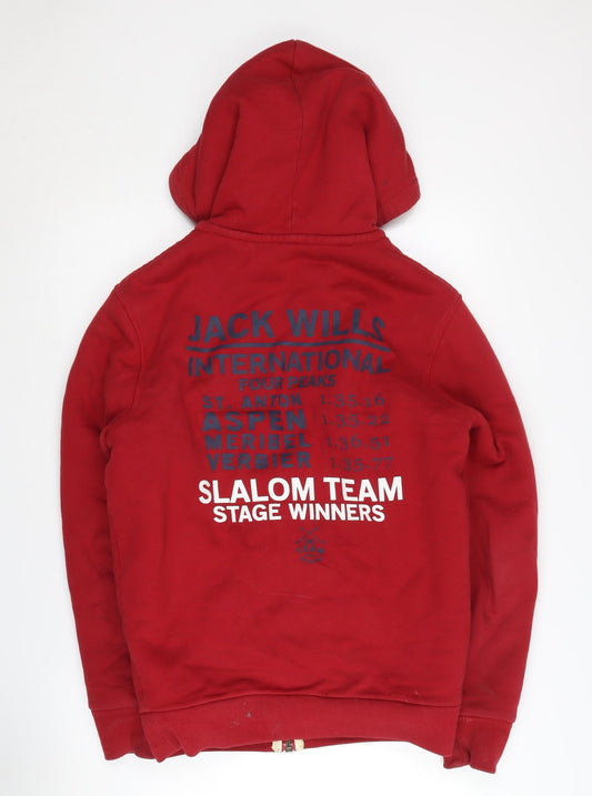 Jack Wills Men's Red Full Zip Hoodie XS