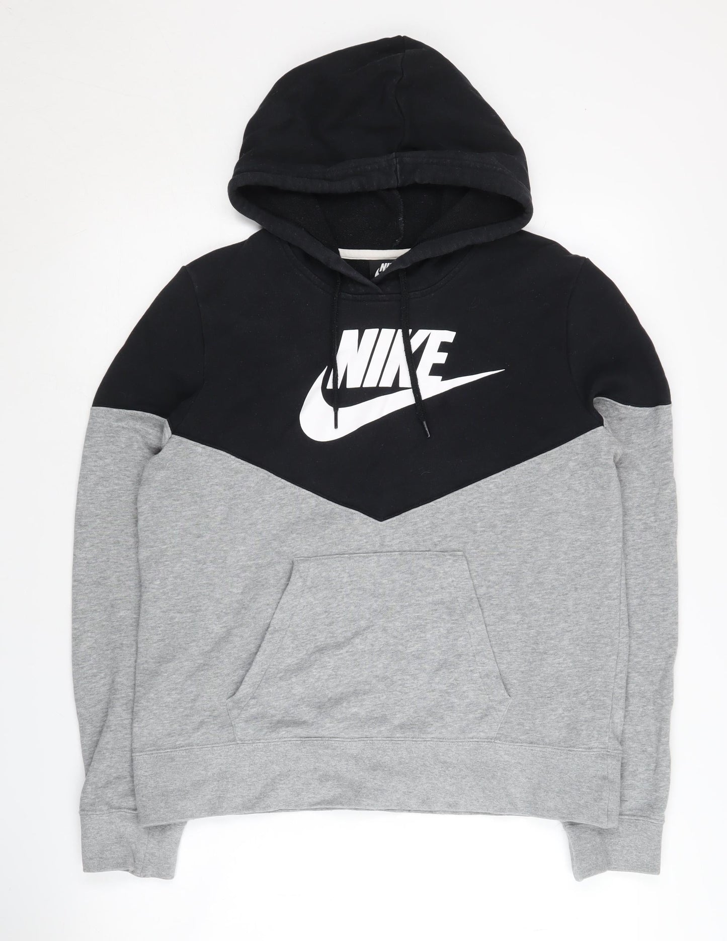 Nike Men's Grey Black Hoodie M - Logo Pullover