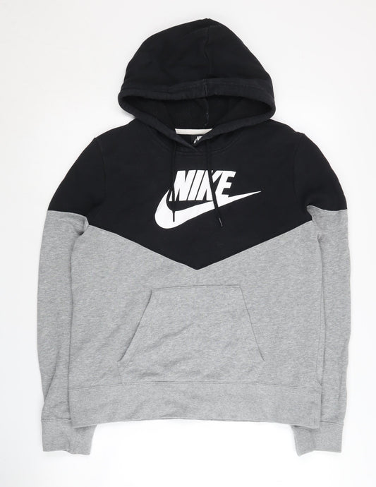 Nike Men's Grey Black Hoodie M - Logo Pullover